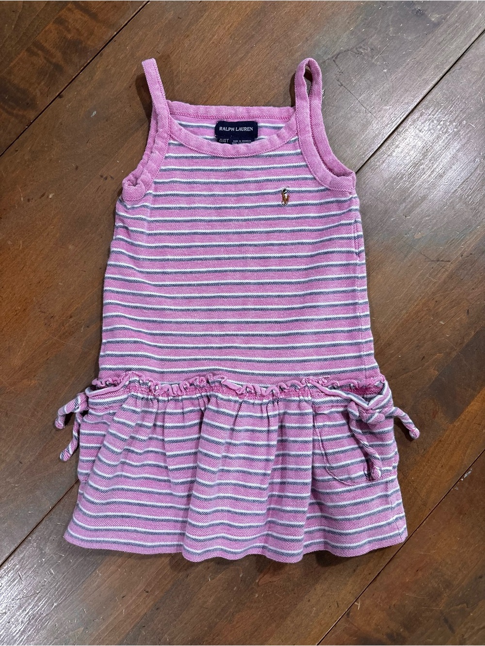 Ralph Lauren Pink Striped Girls Tank Dress Size 4/4T